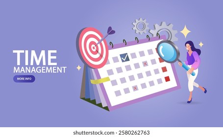 Planner or schedule concept, Effective time management. Concept of class timetable or schedule, personal study plan creation, learning time planning. Flat vector outline illustration.