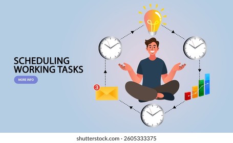 Planner or schedule concept, Effective time management. Concept of class timetable or schedule, personal study plan creation, learning time planning. Flat vector outline illustration.
