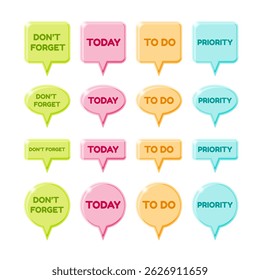 Planner speech bubbles motivation phrases vector illustrations 