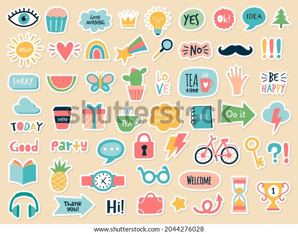 Planner Stickers Journal Daily Stickers Reminder Stock Vector (Royalty ...