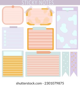 Empaquetadores del planificador. Señales, símbolos, objetos y plantillas para planificadores, invitaciones, cuadernos, diarios y tarjetas. Memo personal, lista en blanco de papel, documento , cartón. 
Ilustración vectorial.