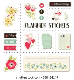Planner stickers. Signs, symbols, objects and templates  for planners, invitations, notebooks, diaries and cards.