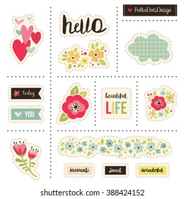 Planneraufkleber. Zeichen, Symbole, Objekte und Vorlagen für Planer, Einladungen, Notebooks, Tagebücher und Karten.