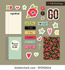 Planner stickers. Signs, symbols, objects and templates  for planners, invitations, notebooks, diaries and cards.