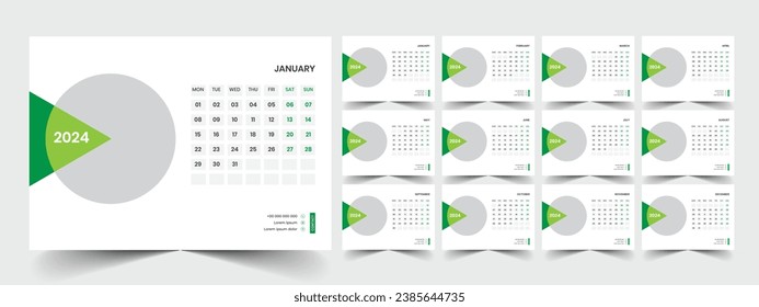 Planner template with calendar for 2024 year