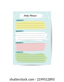 plantilla de planificador. Lista de verificación diaria. Organizar y programar con un lugar para Notas. Ilustración vectorial Agradable y de moda.