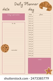 A planner template featuring baking doodles that are great for organization and planning.