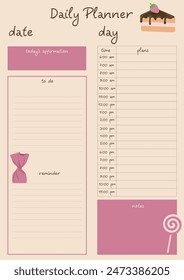 A planner template featuring candy doodles that are great for organization and planning.