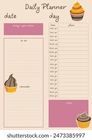 A planner template featuring cupcake doodles that are great for organization and planning.