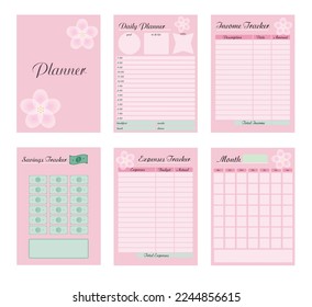 Planner Template Mensual, Weekly, Daily. Sakura Cherry Blossom