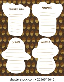Plantilla de planificador. Notas. Organizar y programar con un lugar para Notas. 