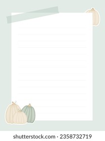 Planner template, for notes reminders to-do list, with pumpkins. Scrapbooking, vintage collage.