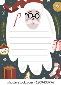 Planner template. Organizer and schedule with place for Notes. to do. wish list. Vector illustration. Cute and trendy. Christmas style