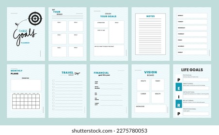 Planner template for personal goal or financial tracking 