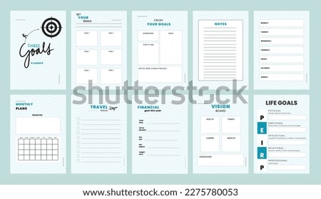 Planner template for personal goal or financial tracking 