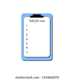 planner template. Ready to fill in schedule with the inscription tasks for 2020 seven positions. Vector copy space