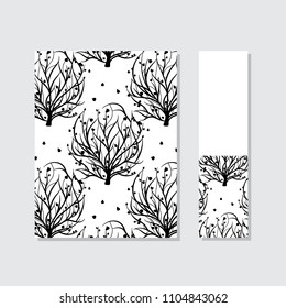 Planner with tree of life in hand drawn style. For bed linen, paper and creative design. Vector illustration. Isolated on white