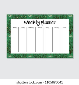 Planner with tree of life in hand drawn style. For bed linen, paper and creative design. Vector illustration. Isolated on white