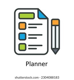 Planner  vector Fill outline Icon Design illustration. Time Management Symbol on White background EPS 10 File