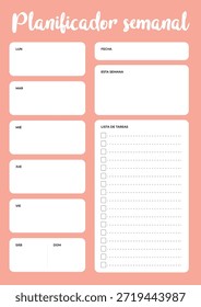 planner weekly printable in spanish with tasks