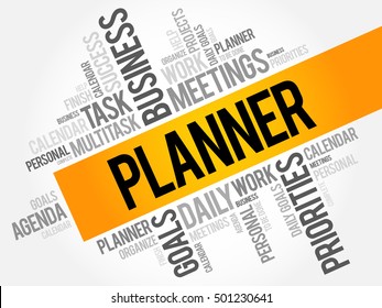 Planner word cloud collage, business concept background