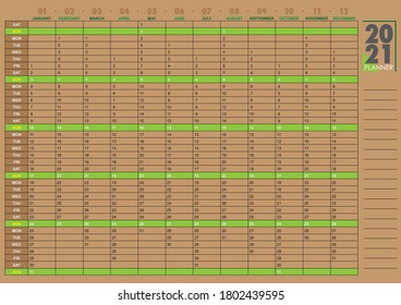 Planner for the year 2021