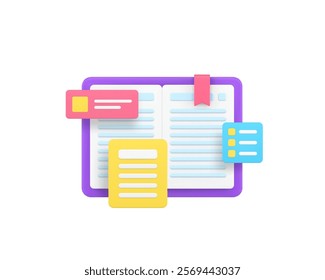 Planning and analyzing diary business notepad 3d icon realistic vector illustration. Schedule notebook agenda important appointment deadline checklist time management productivity organization