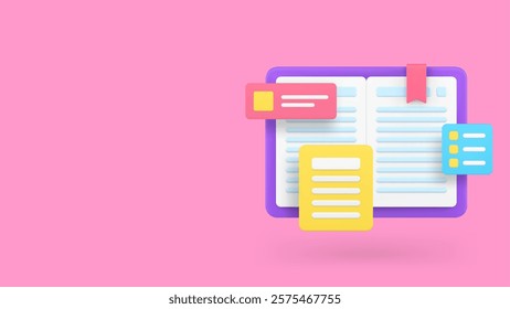 Planning and analyzing diary business notepad banner copy space vector illustration. Schedule notebook agenda important appointment deadline checklist time management productivity organization