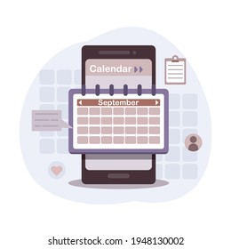 Planning app on smartphone screen. Calendar, schedule, appointment, concept.