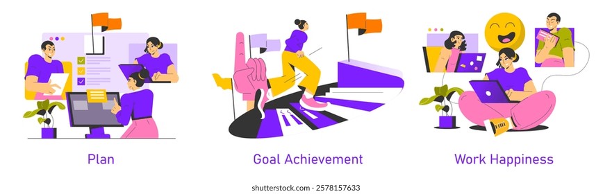 Planning approaches and strategies for achieving work goals. Engaging individuals in collaborative environments enhances motivation and showcases progress towards success. Encouraging a productive