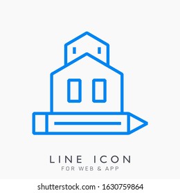 Planning architect thin line icon. Construction project pictogram.