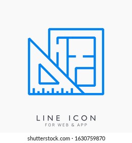 Planning architect thin line icon. Construction project pictogram.