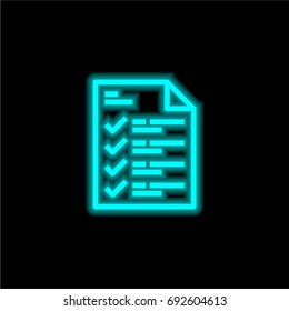 Planning blue glowing neon ui ux icon. Glowing sign logo vector