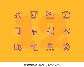 Planning budget line icon set. Money, cash, document. Finance concept. Can be used for topics like saving, cashback, currency exchange