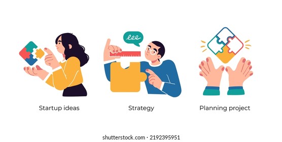 Planning and building new project- abstract business concept illustrations. Startup ideas, Strategy, Planning project. Visual stories collection