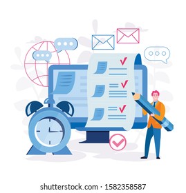 Planning business activity, Vector illustration for web banner, infographics, mobile, time management, Making tasks