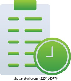 Planning business management icon with green duotone style. Schedule, report, reminder, work, time, meeting, process. Vector illustration