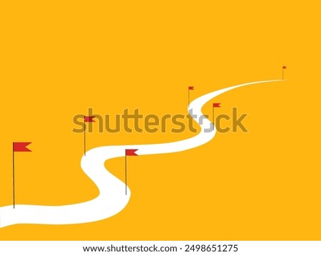 Planning, business project. Route with flags