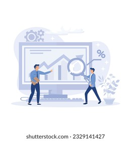 Planning Business Strategy and Managing Data on Laptop and Smartphone. Business Intelligence and Analysis Concept. flat vector modern illustration