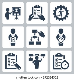 Planning and business strategy vector icons set