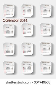 Planning calendar 2016 portrait. Individual months are particularly separate tile