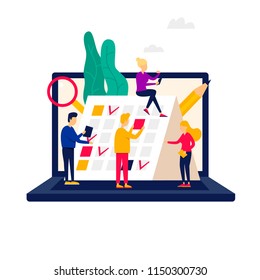 Planning, calendar, business plan. Flat style vector illustration.