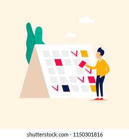 Planning, calendar, business plan. Flat style vector illustration.