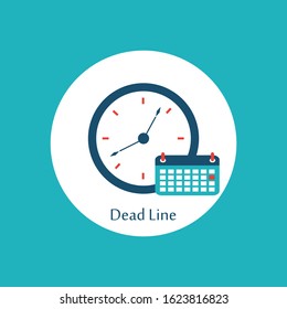 Planning, calendar with a clock. Flat design vector illustration