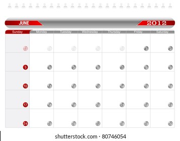Planning Calendar -June 2012,  Week starts on Sunday.