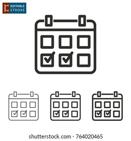 Planning calendar - outline icon on white background. Editable stroke. Vector illustration.