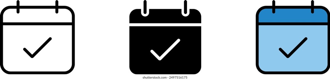 Planning Calendar, Tick icon, symbol. Vector illustration 