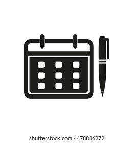 Planning calendar vector icon. Black illustration isolated on white background for graphic and web design.