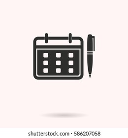 Planning calendar vector icon. Black illustration isolated for graphic and web design.