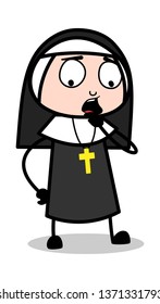 Planning - Cartoon Nun Lady Vector Illustration﻿